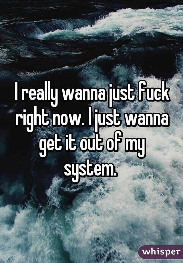 I really wanna just fuck right now. I just wanna get it out of my system. 