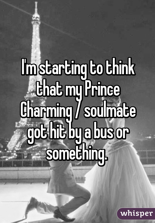 I'm starting to think that my Prince Charming / soulmate got hit by a bus or something. 