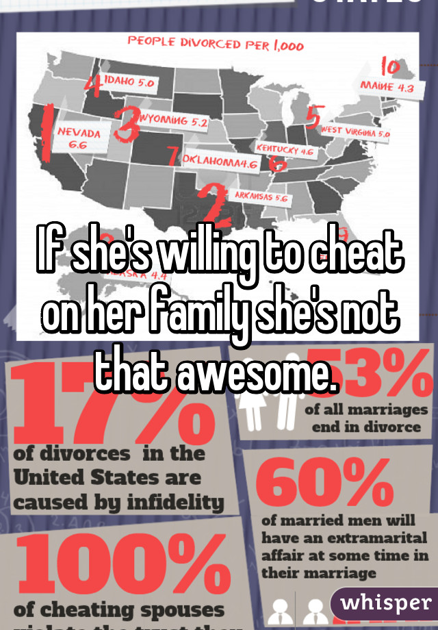 If she's willing to cheat on her family she's not that awesome. 