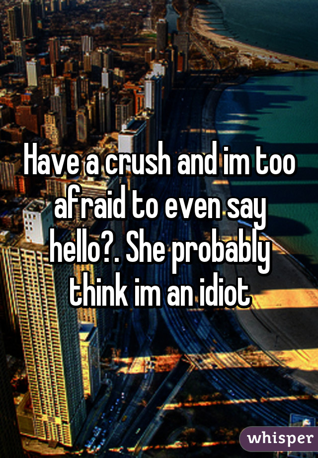 Have a crush and im too afraid to even say hello😔. She probably think im an idiot