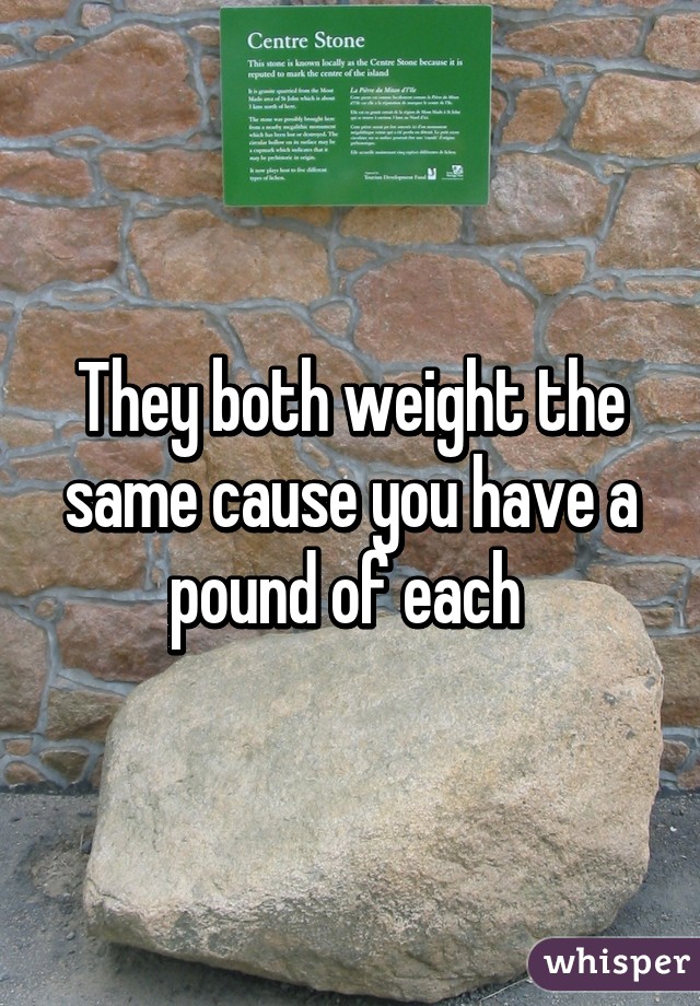 They both weight the same cause you have a pound of each 