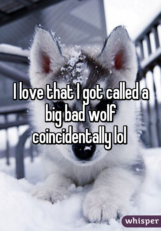 I love that I got called a big bad wolf coincidentally lol 