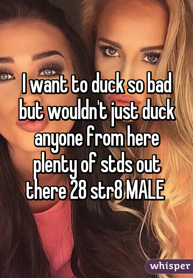 I want to duck so bad but wouldn't just duck anyone from here plenty of stds out there 28 str8 MALE 