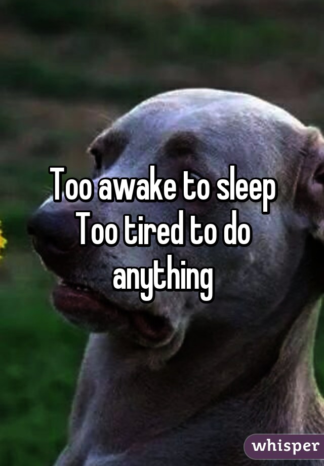 Too awake to sleep
Too tired to do anything