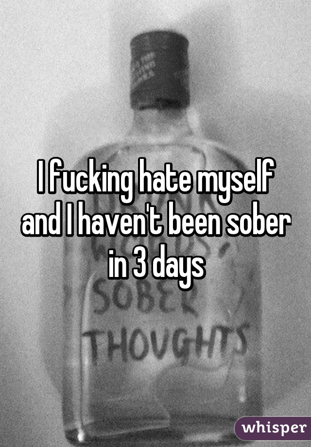 I fucking hate myself and I haven't been sober in 3 days