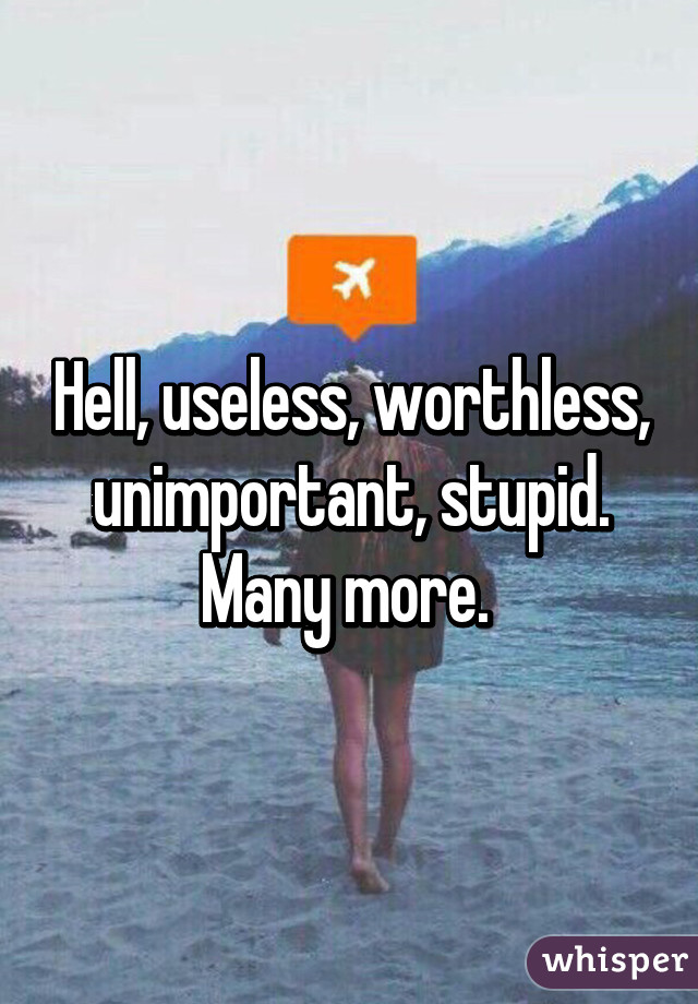 Hell, useless, worthless, unimportant, stupid. Many more. 