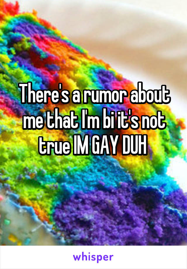 There's a rumor about me that I'm bi it's not true IM GAY DUH 
