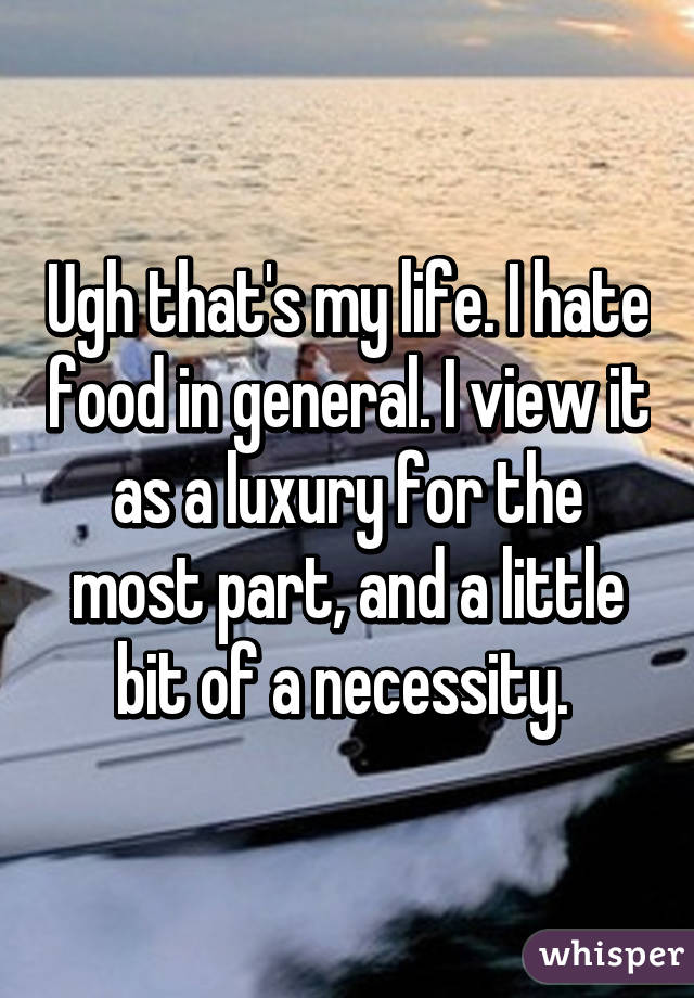 Ugh that's my life. I hate food in general. I view it as a luxury for the most part, and a little bit of a necessity. 