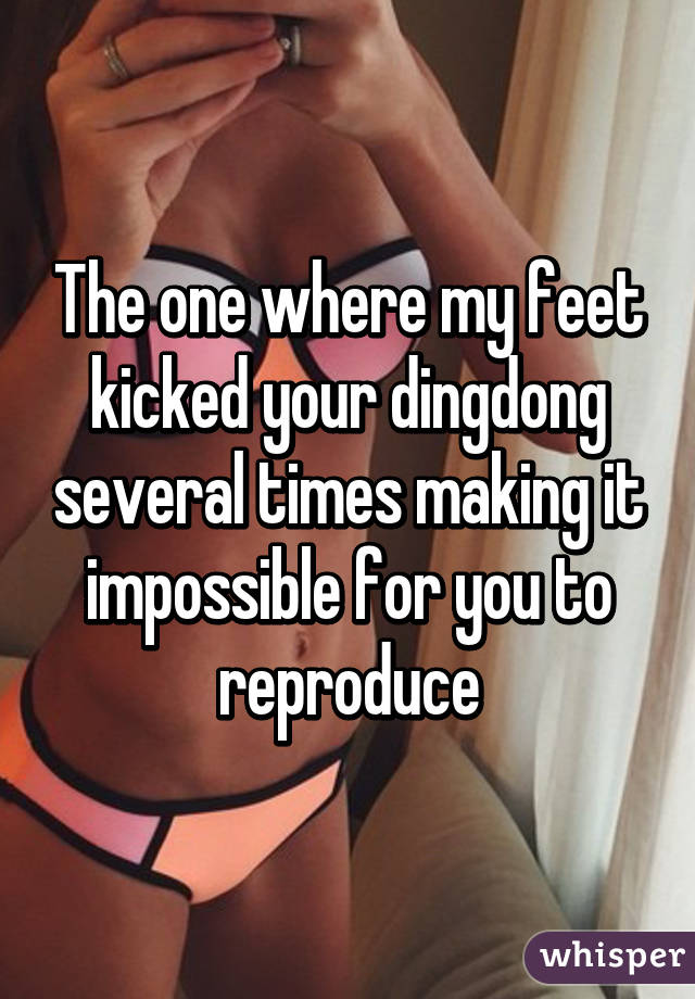 The one where my feet kicked your dingdong several times making it impossible for you to reproduce