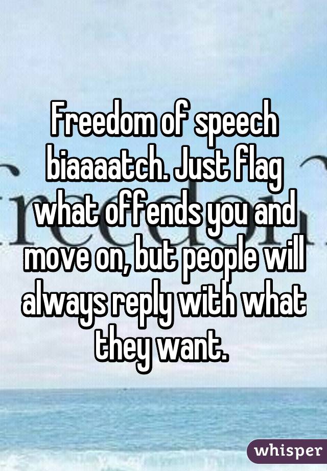 Freedom of speech biaaaatch. Just flag what offends you and move on, but people will always reply with what they want. 