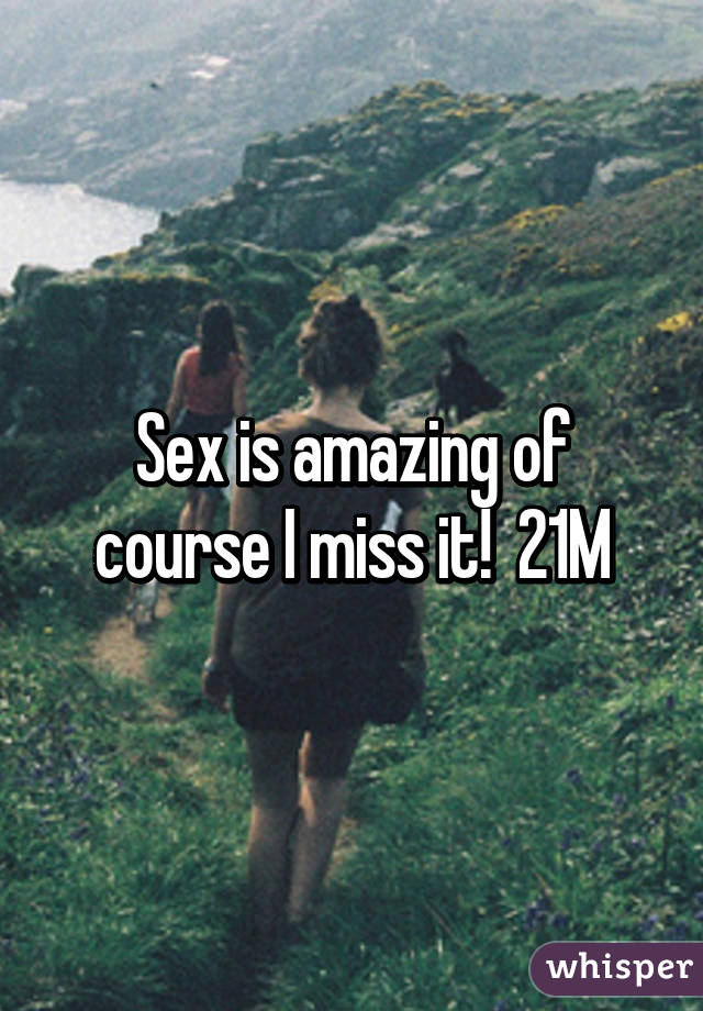 Sex is amazing of course I miss it!  21M