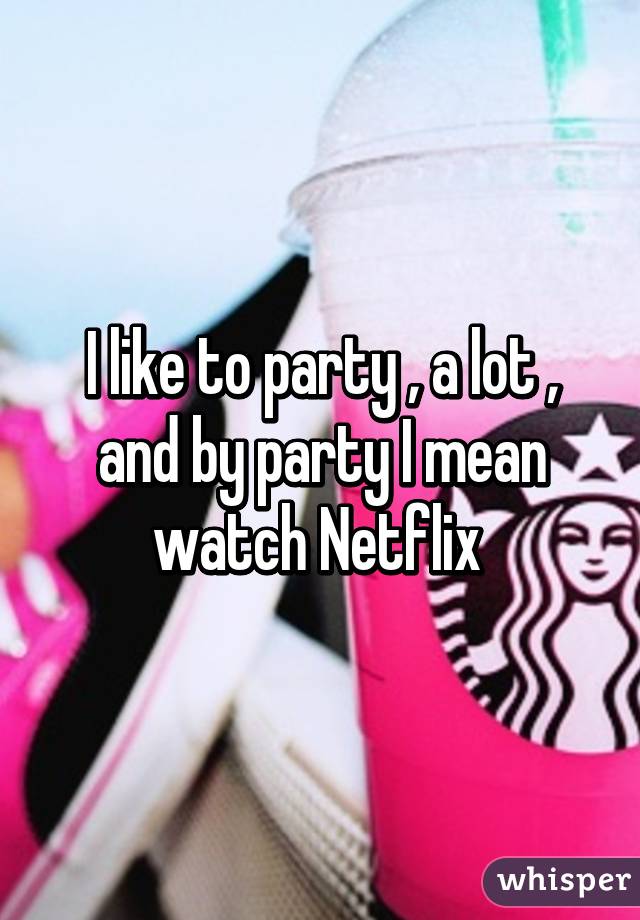 I like to party , a lot , and by party I mean watch Netflix 