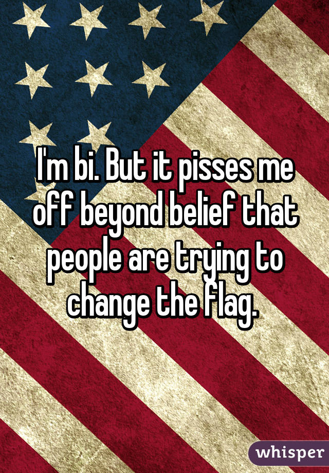 I'm bi. But it pisses me off beyond belief that people are trying to change the flag. 