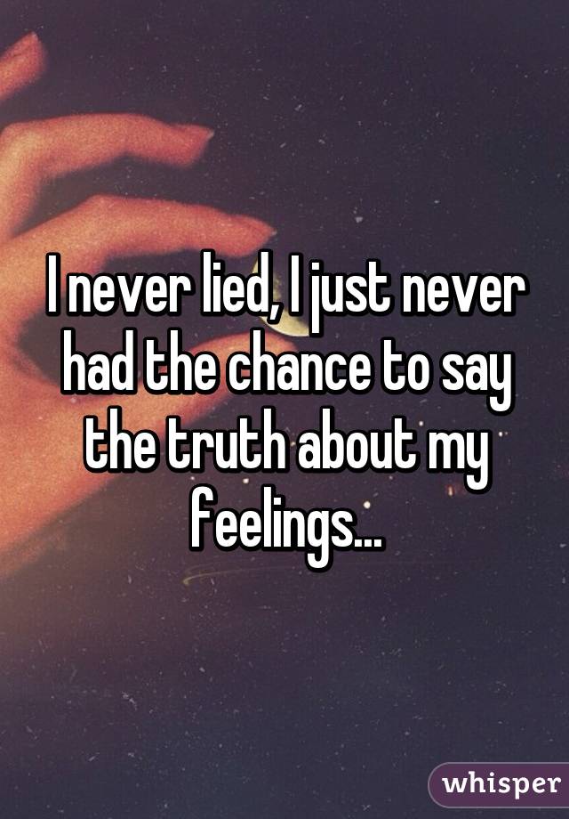 I never lied, I just never had the chance to say the truth about my feelings...