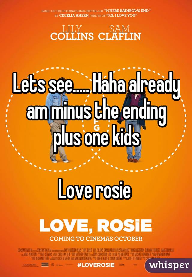 Lets see..... Haha already am minus the ending plus one kids

Love rosie 