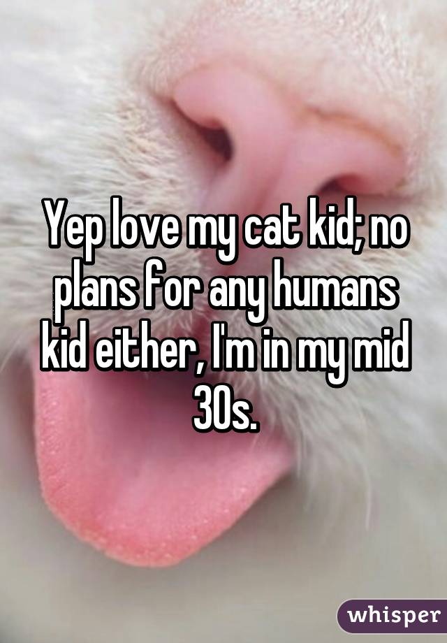 Yep love my cat kid; no plans for any humans kid either, I'm in my mid 30s.