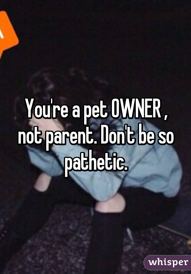 You're a pet OWNER , not parent. Don't be so pathetic.