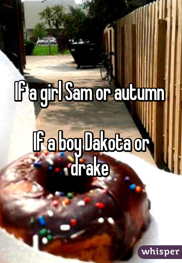 If a girl Sam or autumn 

If a boy Dakota or drake 