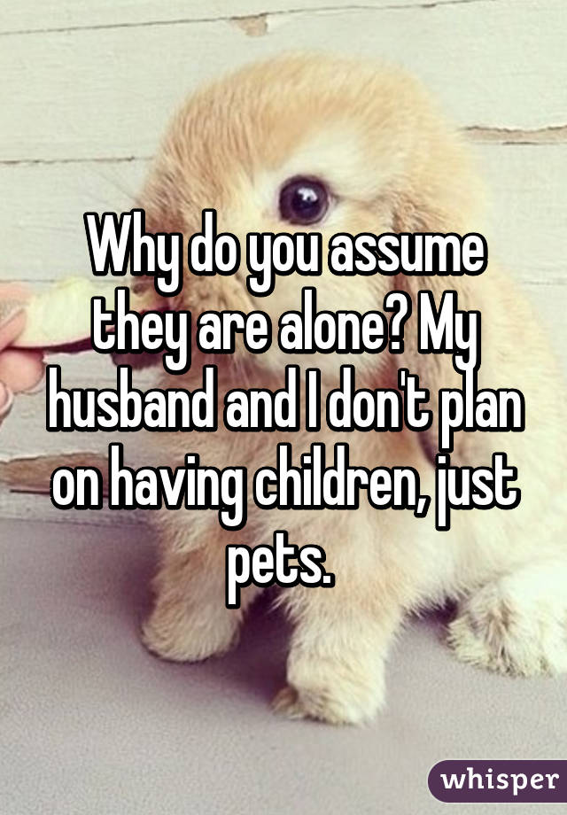 Why do you assume they are alone? My husband and I don't plan on having children, just pets. 