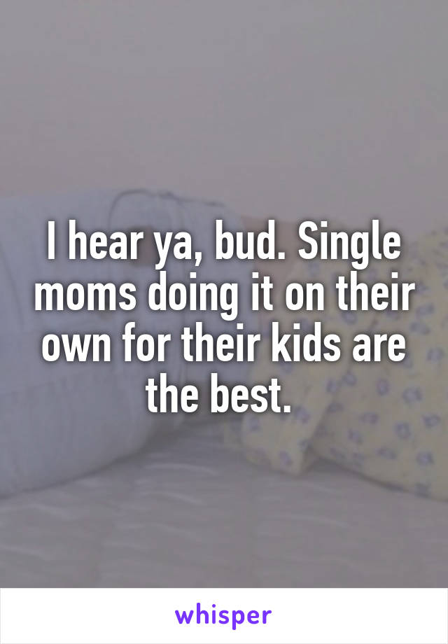 I hear ya, bud. Single moms doing it on their own for their kids are the best. 