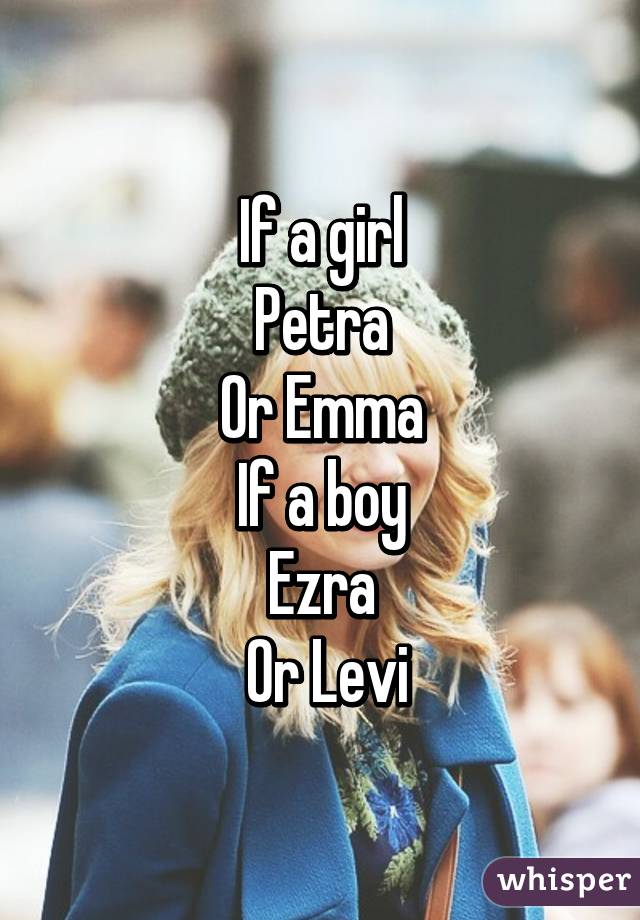 If a girl
Petra
Or Emma
If a boy
Ezra
 Or Levi