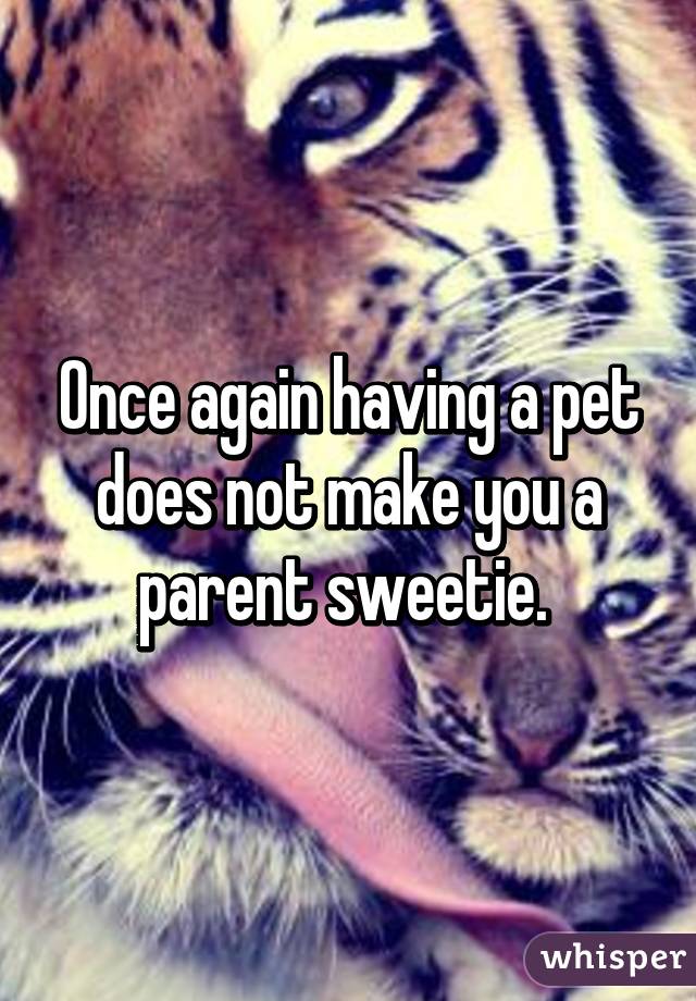 Once again having a pet does not make you a parent sweetie. 