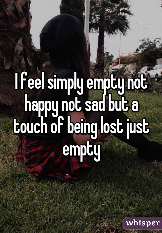I feel simply empty not happy not sad but a touch of being lost just empty