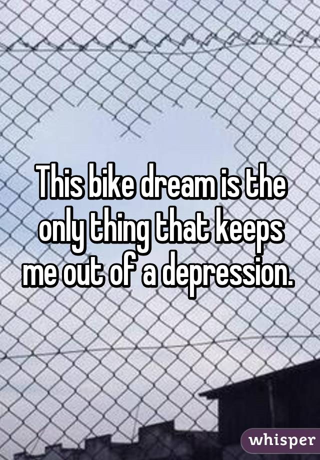 This bike dream is the only thing that keeps me out of a depression. 