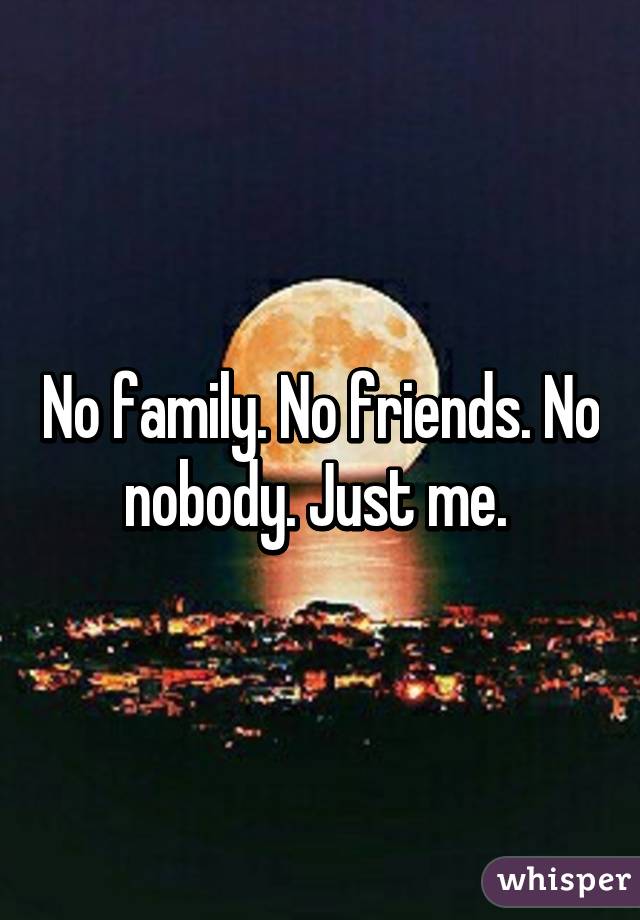 No family. No friends. No nobody. Just me. 