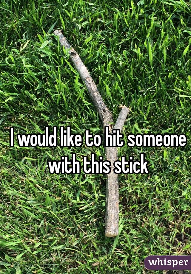 I would like to hit someone with this stick