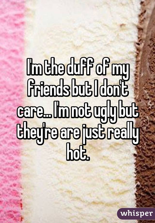 I'm the duff of my friends but I don't care... I'm not ugly but they're are just really hot.