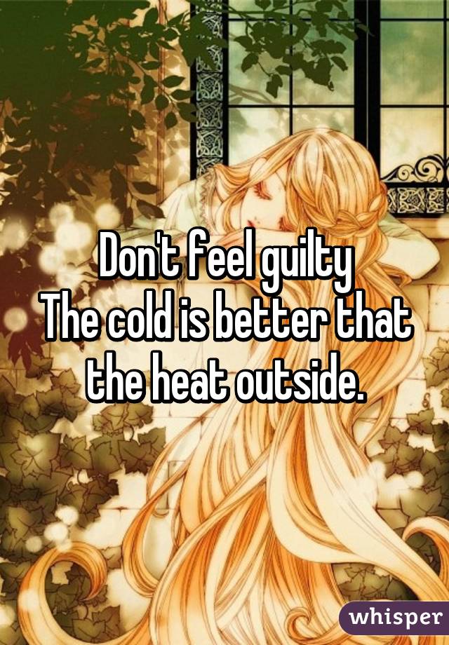 Don't feel guilty
The cold is better that the heat outside.