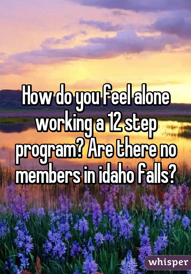 How do you feel alone working a 12 step program? Are there no members in idaho falls?