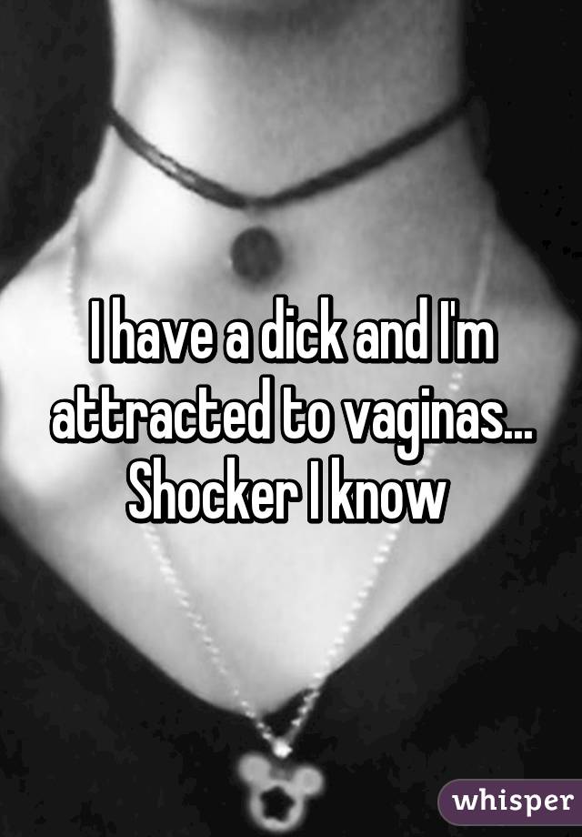 I have a dick and I'm attracted to vaginas... Shocker I know 