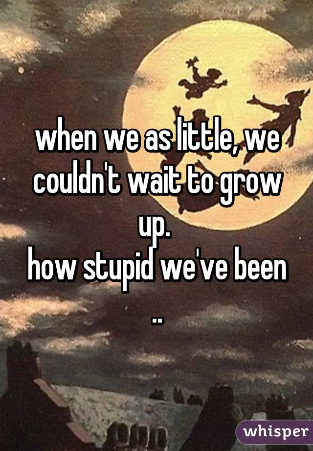 when we as little, we couldn't wait to grow up. 
how stupid we've been ..