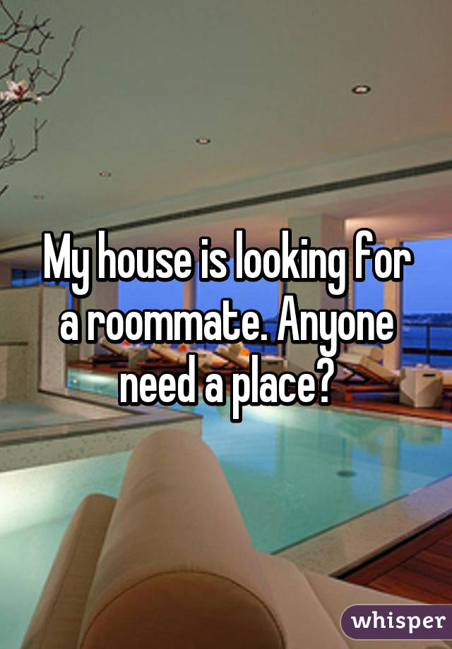 My house is looking for a roommate. Anyone need a place?