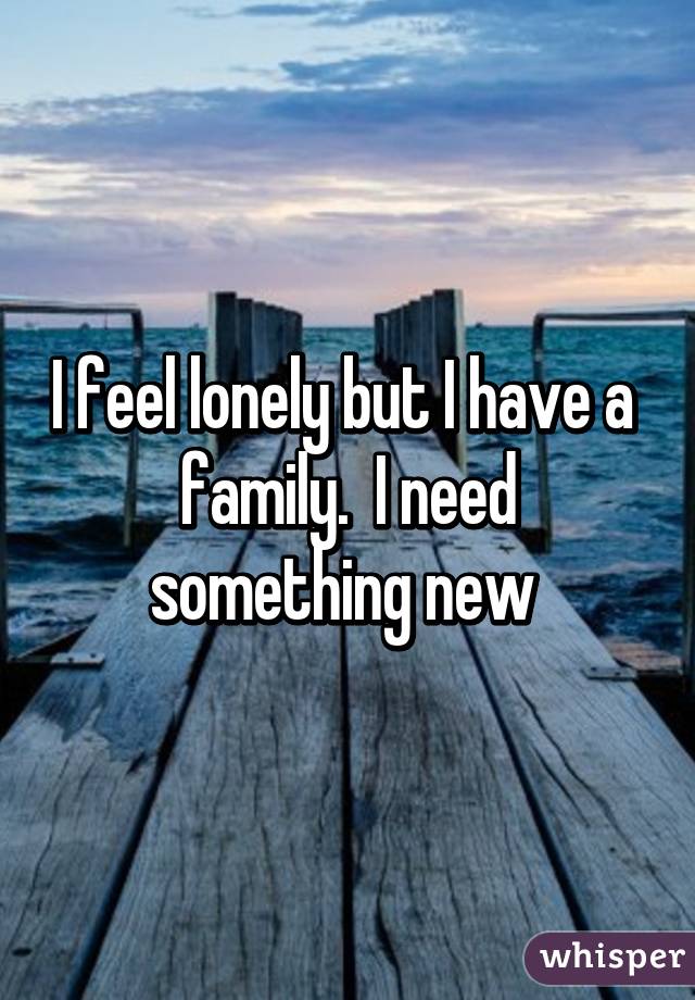 I feel lonely but I have a  family.  I need something new 