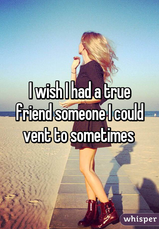 I wish I had a true friend someone I could vent to sometimes 