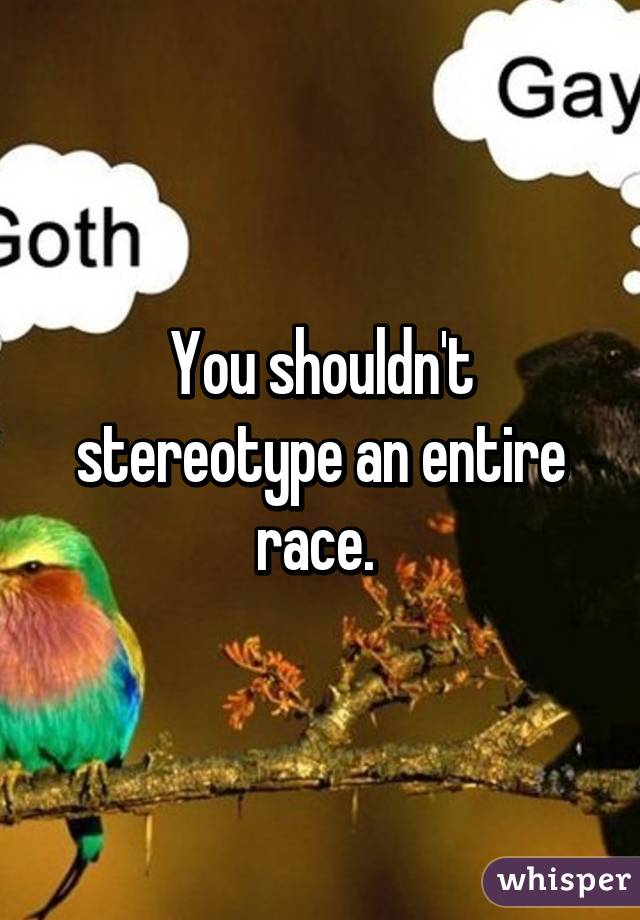 You shouldn't stereotype an entire race. 