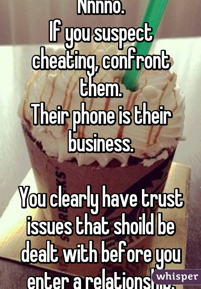 Nnnno.
If you suspect cheating, confront them.
Their phone is their business.

You clearly have trust issues that shoild be dealt with before you enter a relationship.