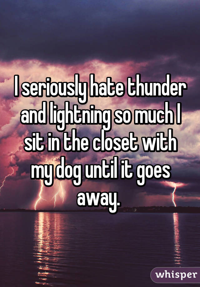 I seriously hate thunder and lightning so much I sit in the closet with my dog until it goes away. 