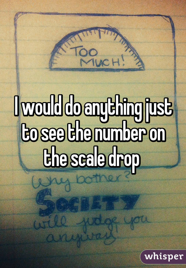 I would do anything just to see the number on the scale drop 