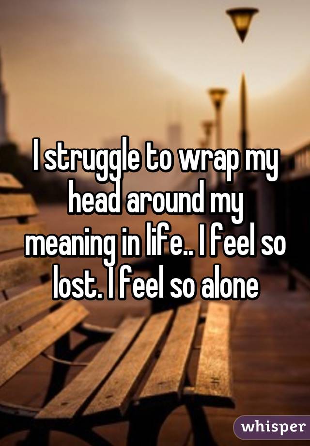 I struggle to wrap my head around my meaning in life.. I feel so lost. I feel so alone