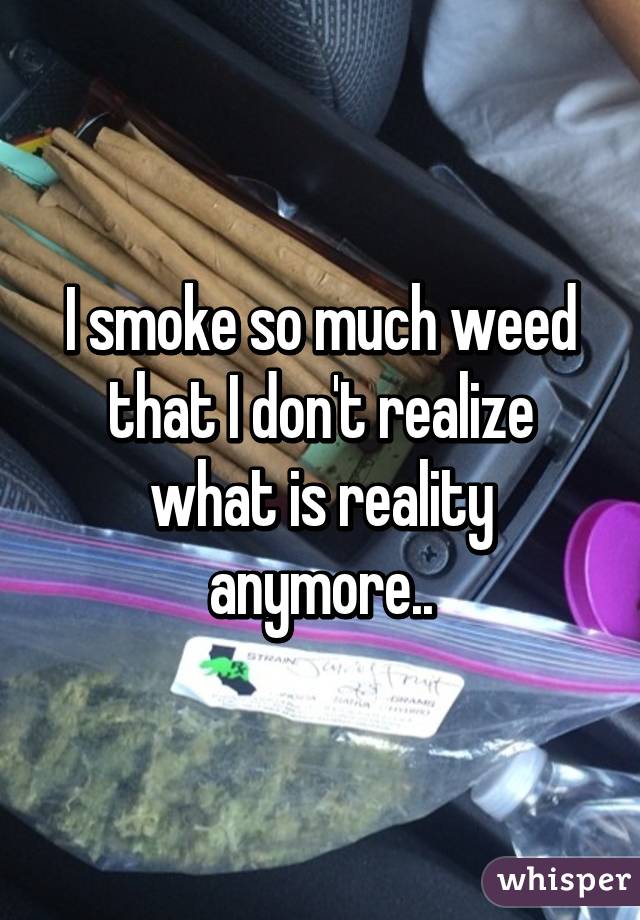 I smoke so much weed that I don't realize what is reality anymore..