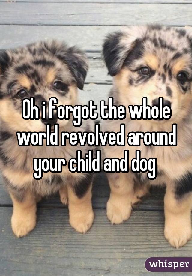 Oh i forgot the whole world revolved around your child and dog 