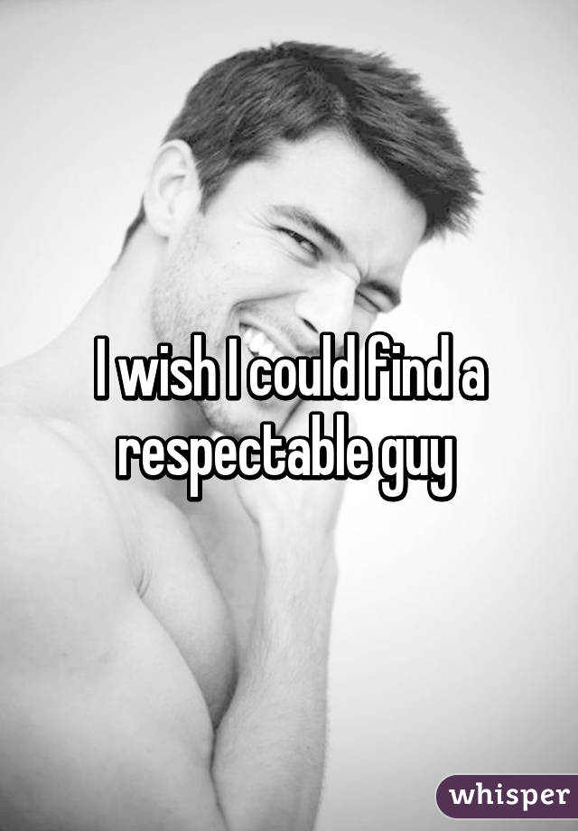 I wish I could find a respectable guy 