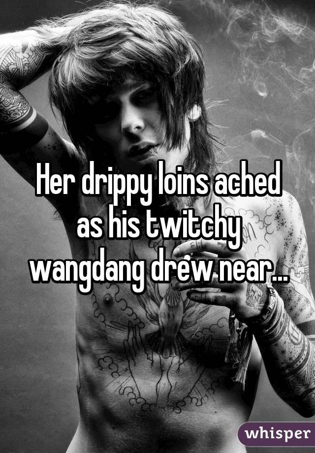 Her drippy loins ached as his twitchy wangdang drew near...