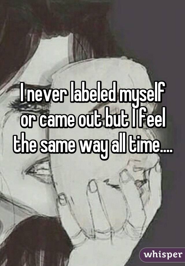 I never labeled myself or came out but I feel the same way all time.... 