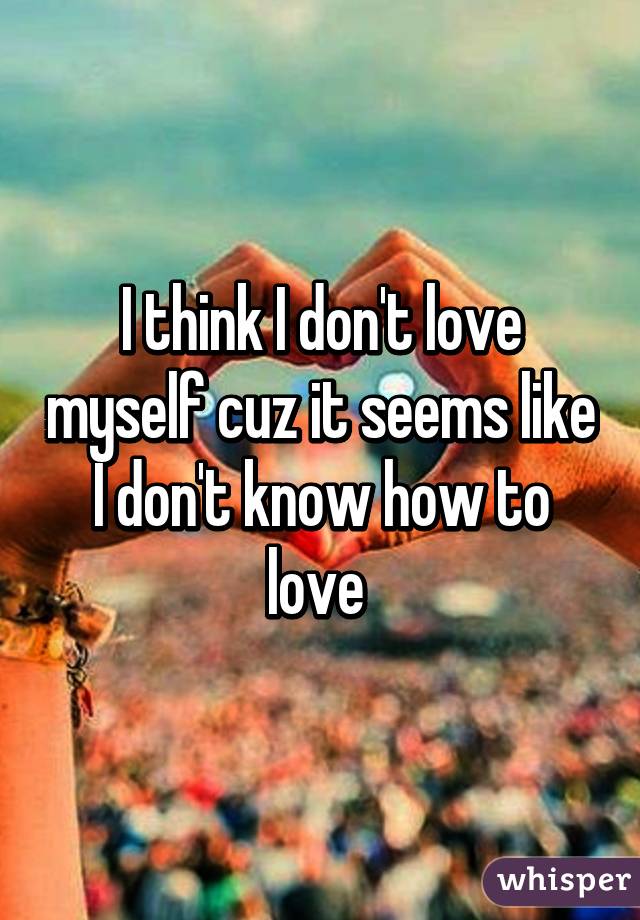 I think I don't love myself cuz it seems like I don't know how to love 