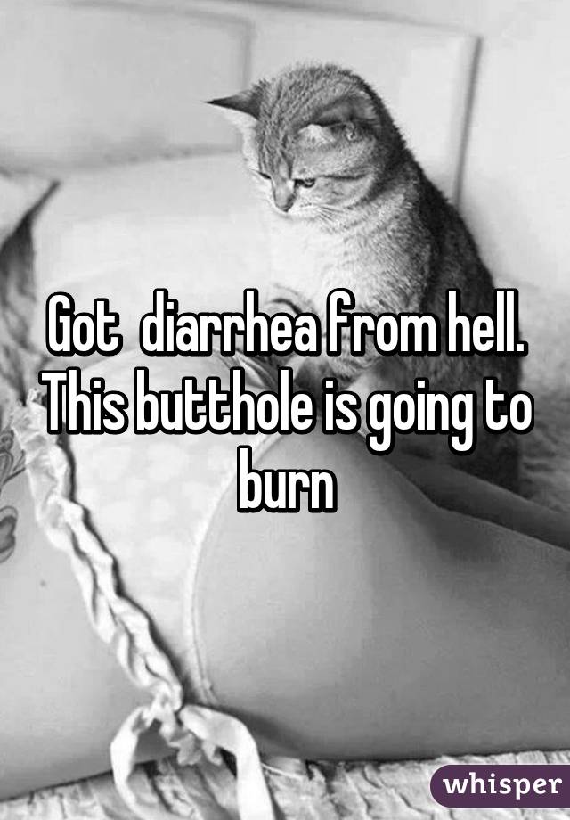 Got  diarrhea from hell. This butthole is going to burn